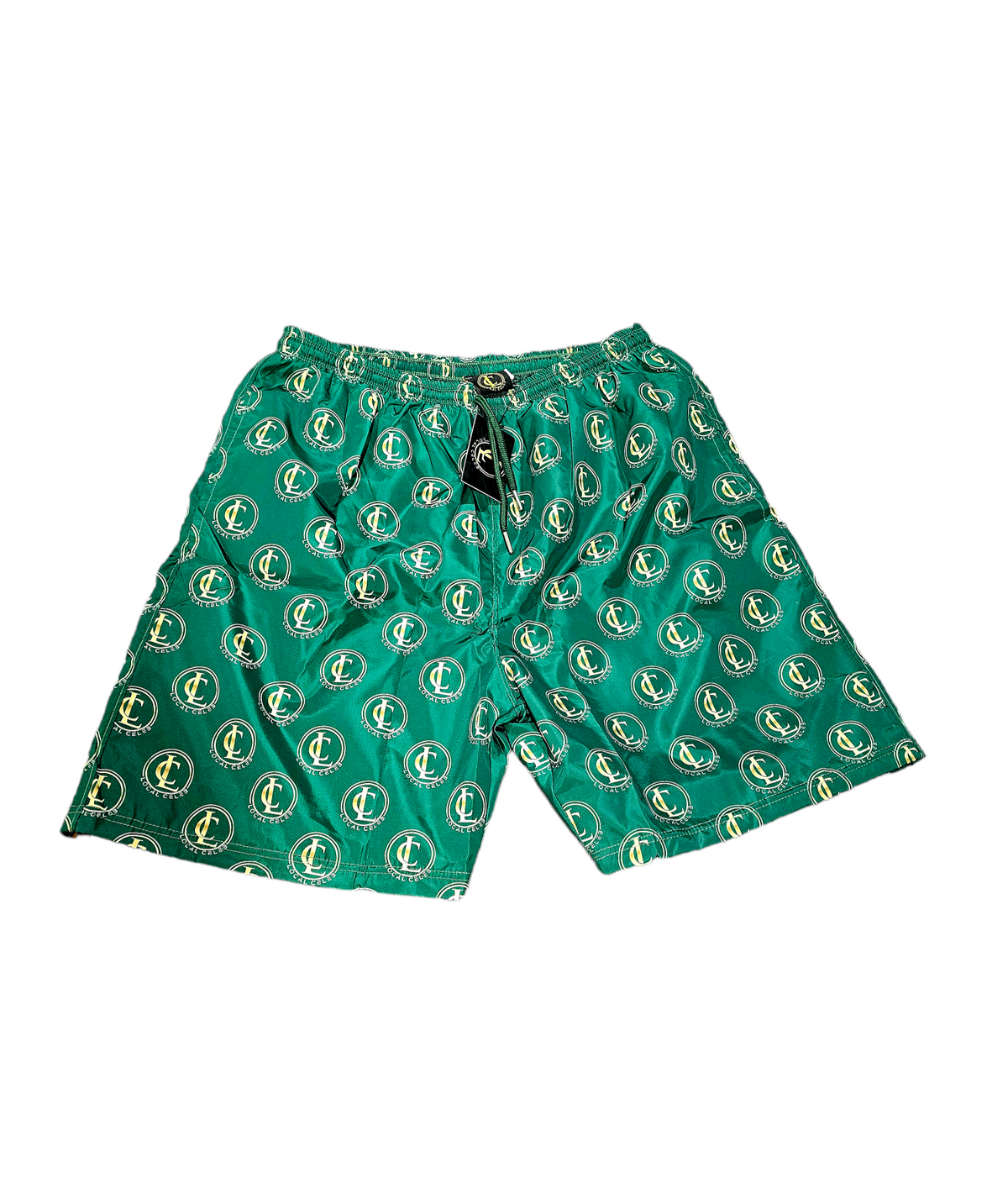 Green Nylon Shorts with Pockets
