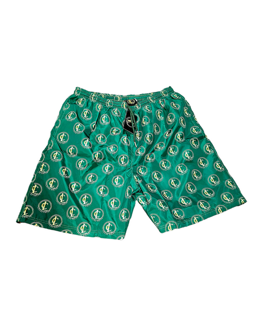 Green Nylon Shorts with Pockets